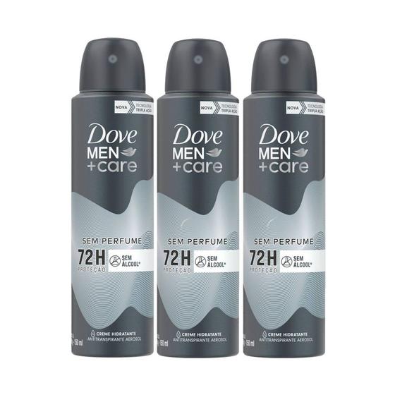 Kit 3 Desodorante Dove Men + Care Sem Perfume Aerosol Antitranspirante 72h com 150ml Menor preço em Kit 3 Desodorante Dove Men + Care Sem Perfume Aerosol Antitranspirante 72h com 150ml
