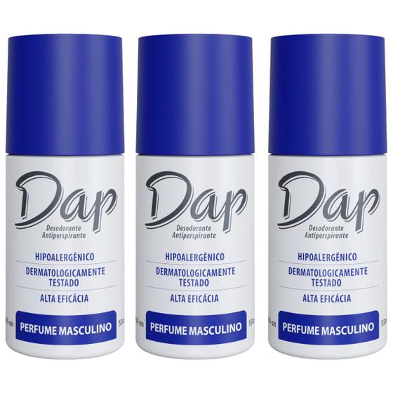 Imagem de Kit 3 Desodorante Masculino Feminino S/ Perf RollOn Dap 55ml