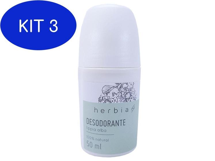 Imagem de Kit 3 Desodorante Natural Roll-On Vegano Lippia Alba Herbia 50Ml