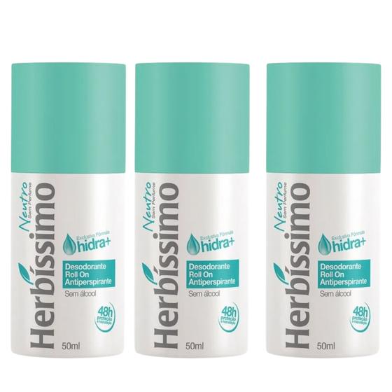 Imagem de Kit 3 Desodorante Roll-On Neutro Herbíssimo 50Ml - Dana