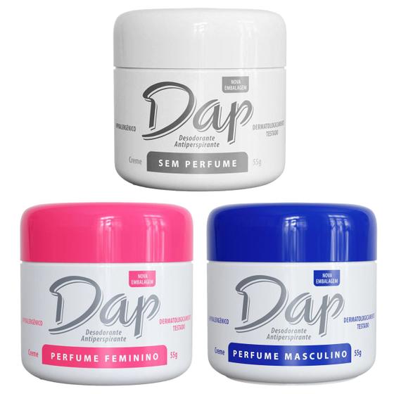 Imagem de Kit 3 Desodorante S/Perfume/Suave/Masculino/Feminino DAP 55g