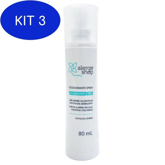 Kit 3 Desodorante Spray Sem Perfume Hipoalergênico 80ml Menor preço em Kit 3 Desodorante Spray Sem Perfume Hipoalergênico 80ml