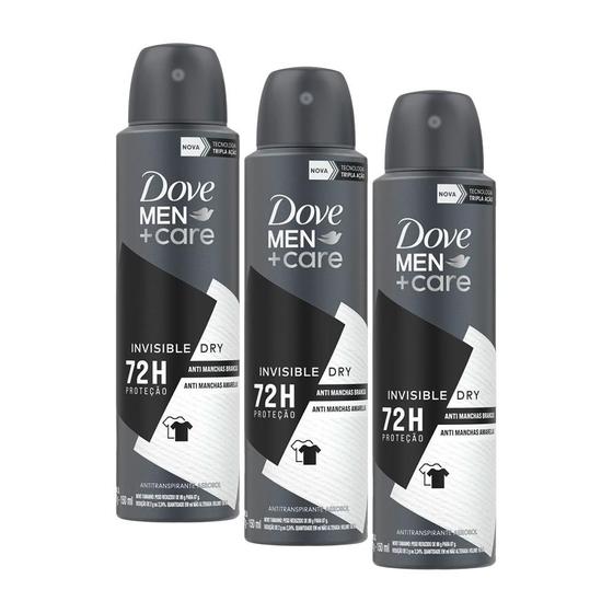 Imagem de Kit 3 Desodorantes Aerosol Dove Men+Care Invisible Dry 150ml