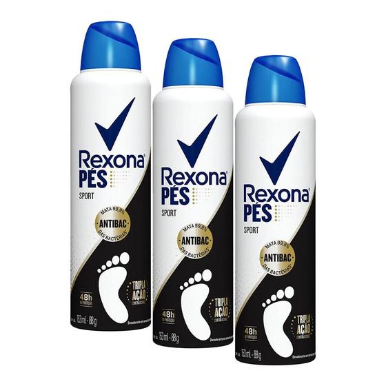 Imagem de Kit 3 Desodorantes Aerossol para os Pés Rexona Sport 153ml