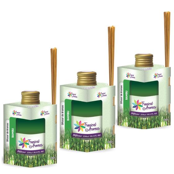 Imagem de Kit 3 Difusores De Ambientes 250ml Aroma Bambú Tropical