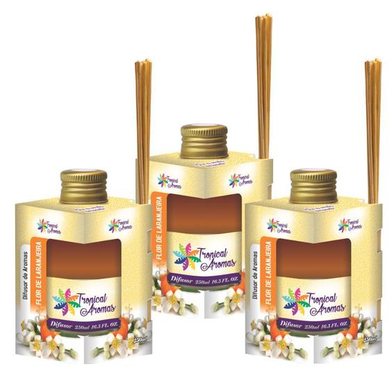 Imagem de Kit 3 Difusores De Aromas 250ml Flor De Laranjeira Tropical