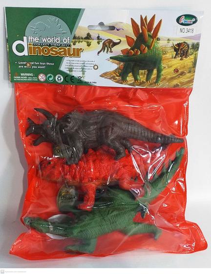 Imagem de Kit 3 Dinossauros Brinquedo De Borracha 19cm Jurrassic 