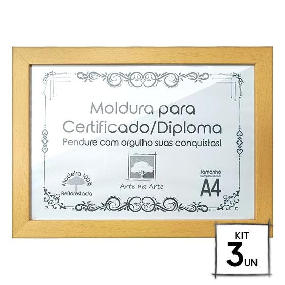 Imagem de Kit 3 Diplomas Premium Madeira A4 com Tela de Acetato e MDF