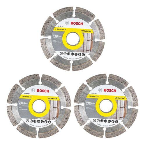 Imagem de Kit 3 Discos Diamantados 105mm Segmentado Bosch