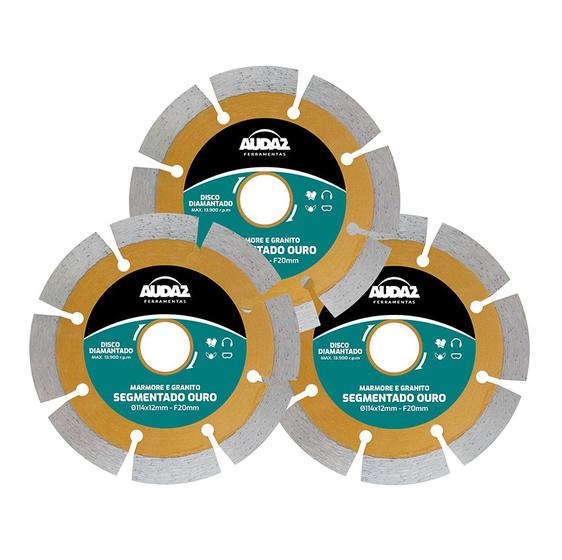Imagem de Kit 3 Discos Diamantados Segmentado Ouro Ø114x12mm