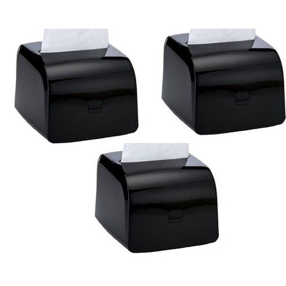 Kit 3 Dispenser Porta Papel Guardanapo Interfolhado Preto Menor preço em Kit 3 Dispenser Porta Papel Guardanapo Interfolhado Preto