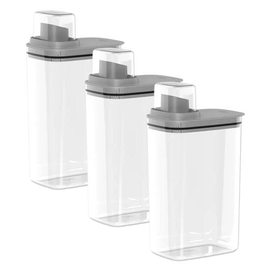 Imagem de Kit 3 Dispenser Pote Medidor Hermético Produtos Limpeza Organizador Lavanderia 2,3L