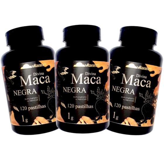 Kit 3 Divina Maca Peruana Negra Vitagenus 1000mg 120 Pastilhas Menor preço em Kit 3 Divina Maca Peruana Negra Vitagenus 1000mg 120 Pastilhas