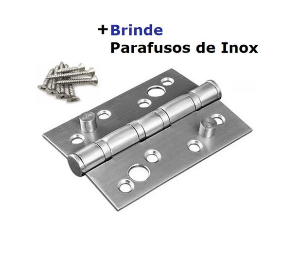 Imagem de Kit 3 Dobradiças de porta em Inox Com 2 Pinos trava De Segurança anti arrombamento