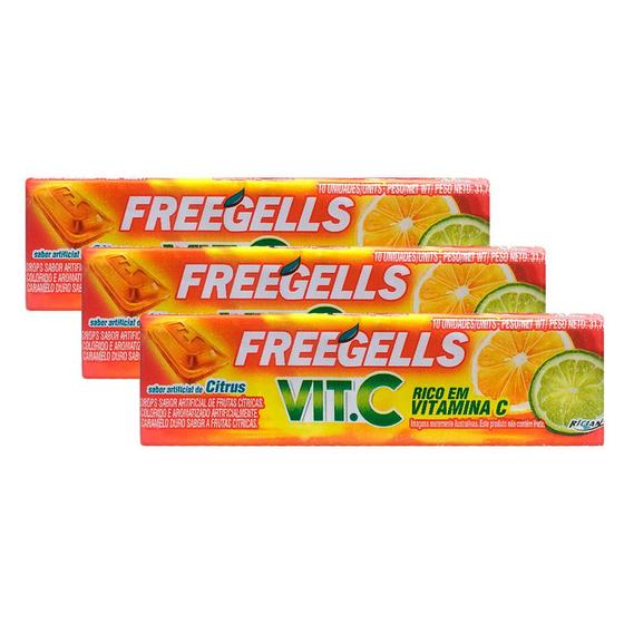 Imagem de Kit 3 Drops Freegells Vit C Citrus com 31,7g