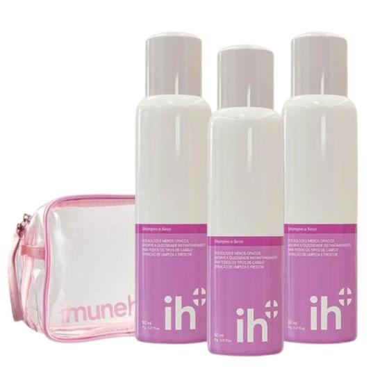 Imagem de Kit 3 Dry Shampoo A Seco Higieniza AntiOleosidade + Necessaire - Imunehair