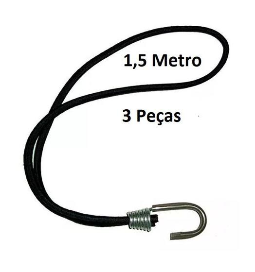 Imagem de Kit 3 Elastico Corda Aranha Ponta Gancho Ferro - 1,5 Metro