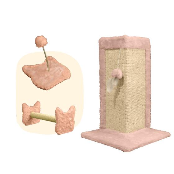 Imagem de Kit 3 Em 1 Arranhador Para Gatos Protetor De Canto Sofá Cama Externo Para Móveis - Poste Cara Gato - Brinquedo Mola Maluca Para Felinos MIU
