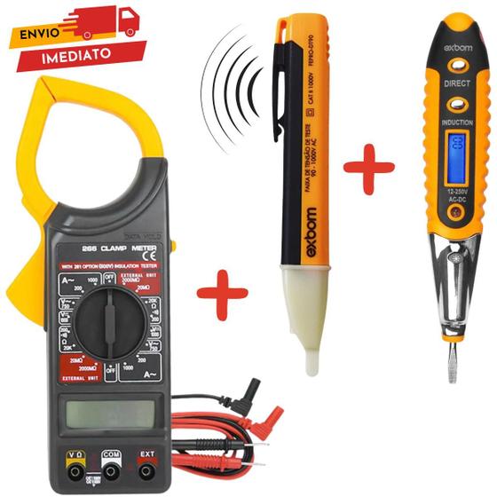 Kit 3 EM 1 Caneta Detector tensão + Amperímetro Digital Alicate + Chave Teste de Corrente e Voltagem é boa?