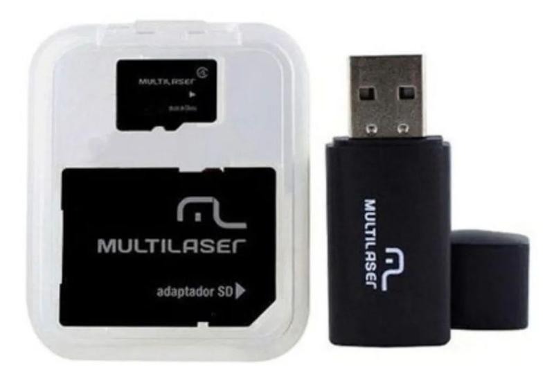 Imagem de Kit 3 em 1 Pen drive + Adaptador SD + Cartão De Memória Classe 10 com Trava de Segurança 64GB Preto Multilaser - MC115
