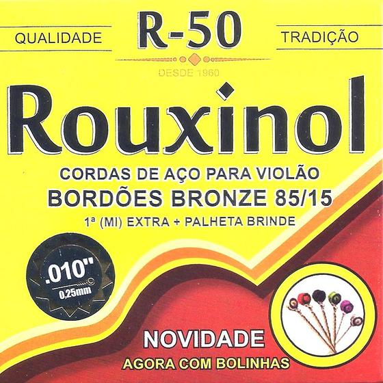 Imagem de Kit 3 Encordoamento Violão Aço 010 Rouxinol Bronze 85/15 Bolinha R50