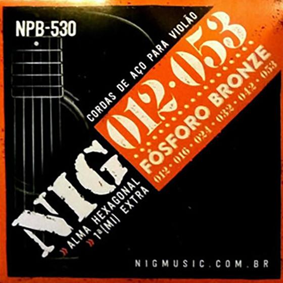 Imagem de Kit 3 Encordoamento Violão Aço 012 NIG Phosphor Bronze NPB530