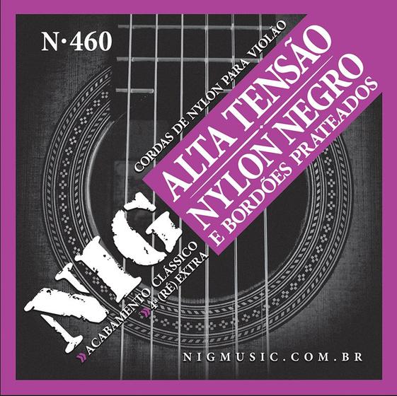 Imagem de Kit 3 Encordoamento Violão Nylon Alta NIG Preto Prata N460
