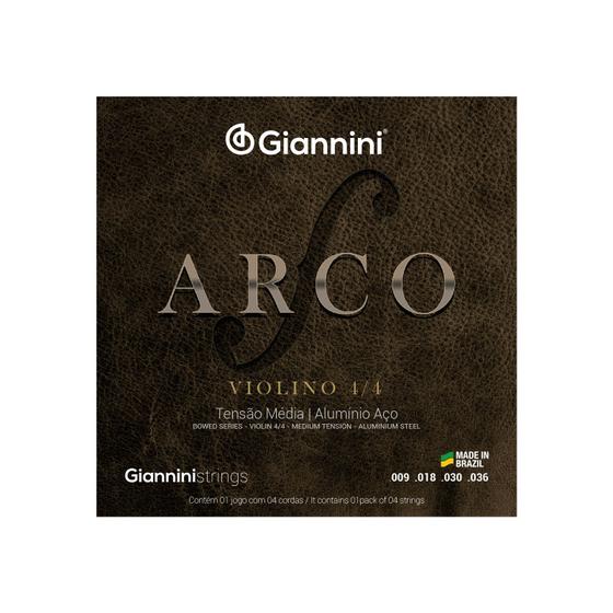 Imagem de Kit 3 Encordoamento Violino Giannini 4/4 Aluminio Média Geavva