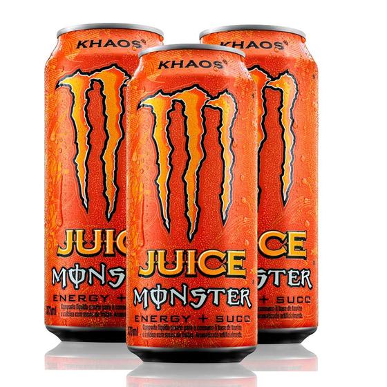 Kit 3 Energético Monster Energy Khaos 473ml Bebida Energética Magazine Luiza