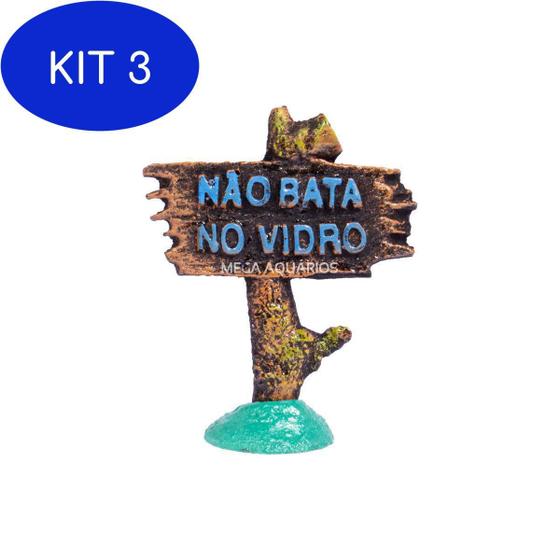 Imagem de Kit 3 Enfeite Aquario Placa Não Bata No Vidro J18