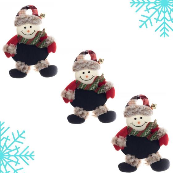 Imagem de Kit 3 Enfeite Decorativo Natalino - Penduricalho Boneco de Neve - Pendente Decoração Árvore de Natal Luxo