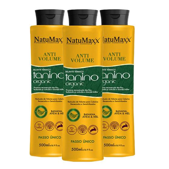 Imagem de Kit 3 Escova Tanino Organic Passo Único NatuMaxx 500ml