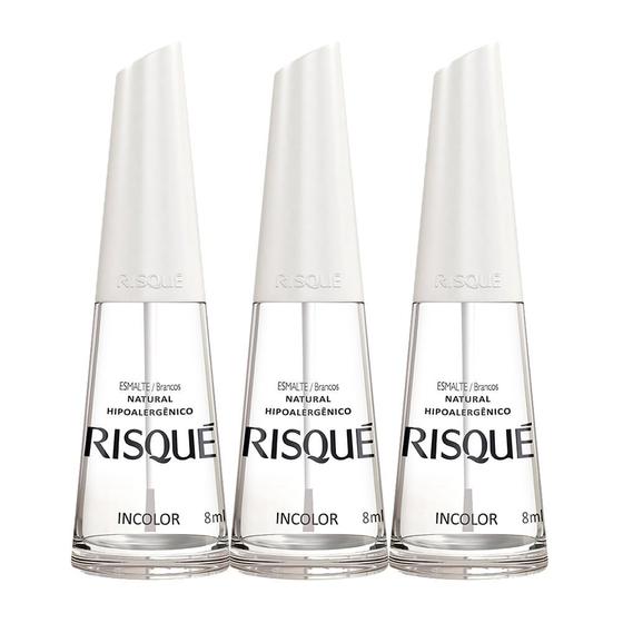 Imagem de Kit 3 Esmalte Risqué Incolor Natural Hipoalergênico com 8ml