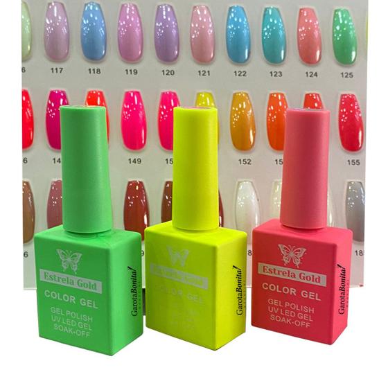 Imagem de Kit 3 Esmaltes Led Uv Em Gel Luxo Lançamento P/Unhas Gel