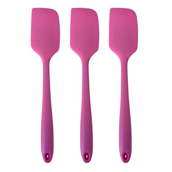 Imagem de Kit 3 Espátula Pão Duro 27,5cm em Silicone Não risca o Antiaderente Raspador para Panela Doces Rosa