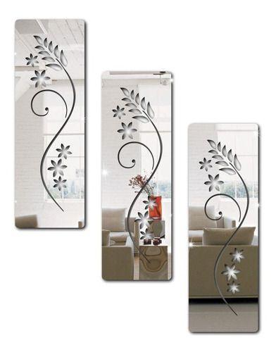 Imagem de Kit 3 Espelhos Decorativos Em Acrílico Florais - Flores