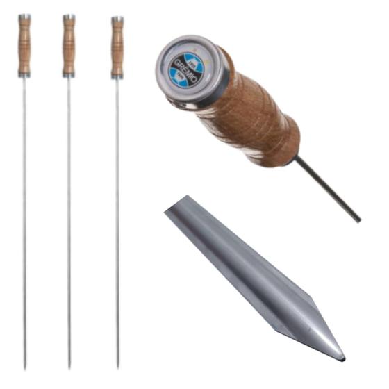 Imagem de Kit 3 espetos simples 75 cm com cabo personalizado do Grêmio - Taumer