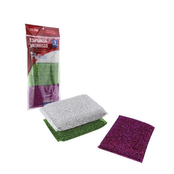 Imagem de kit 3 esponjas anti risco prateada superfícies Sensíveis