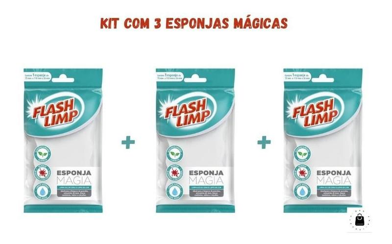 Imagem de Kit 3 Esponjas Mágica Multiuso Limpa Parede Inox Louça Vidro