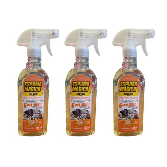 Imagem de Kit 3 Espuma Mágica Limpador Spray Tira Odor Proauto 500ml