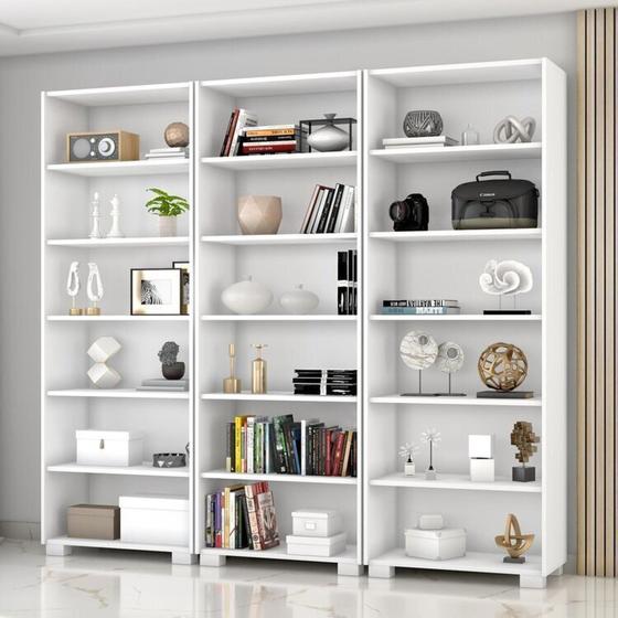 Kit 3 Estantes para Livros 5 Prateleiras 188cmx181,5cm Office - Espresso Móveis