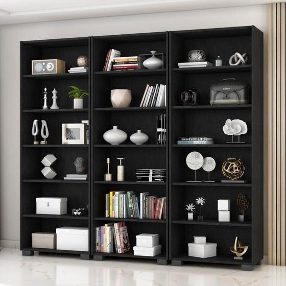 Imagem de Kit 3 Estantes para Livros 5 Prateleiras 188cmx181,5cm Office