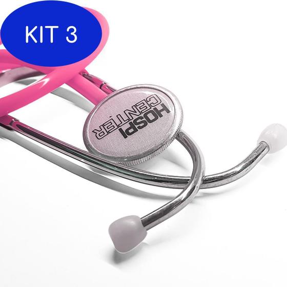 Imagem de Kit 3 Estetoscópio Simples Rosa Adulto - Uso Geral - Hospicenter