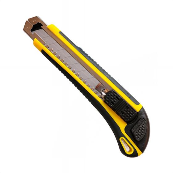 Imagem de Kit 3 Estiletes Profissional De Precisão Cabo Emborrachado 18mm Com Trava Precisão