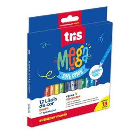Imagem de kit 3 estojo Lapis De Cor Mega Soft Color 48 Cores Tris colorir e pintar pré escola