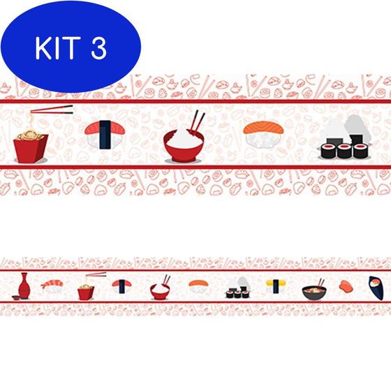 Imagem de Kit 3 Faixa Decorativa Adesivo Cozinha Comida Japonesa 5m
