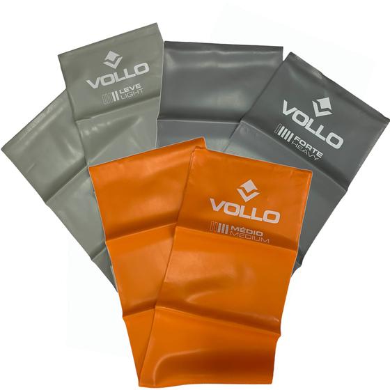 Imagem de Kit 3 Faixa Elástica Exercícios Super Band Extensor VLS3204 Vollo Níveis Leve Médio e Forte