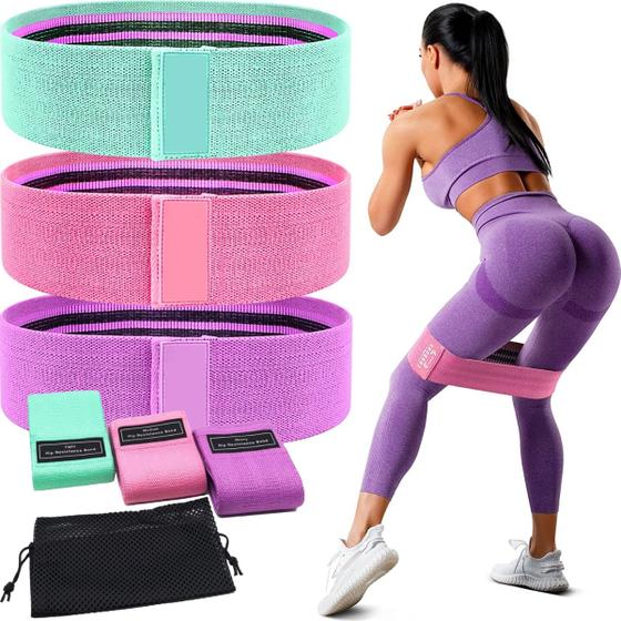 Imagem de Kit 3 Faixa Elastica Hip Mini Band Treino Exercício Academia