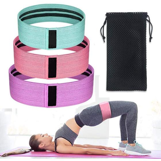 Imagem de Kit 3 Faixas Elásticas Exercícios Resistance Bands Hip