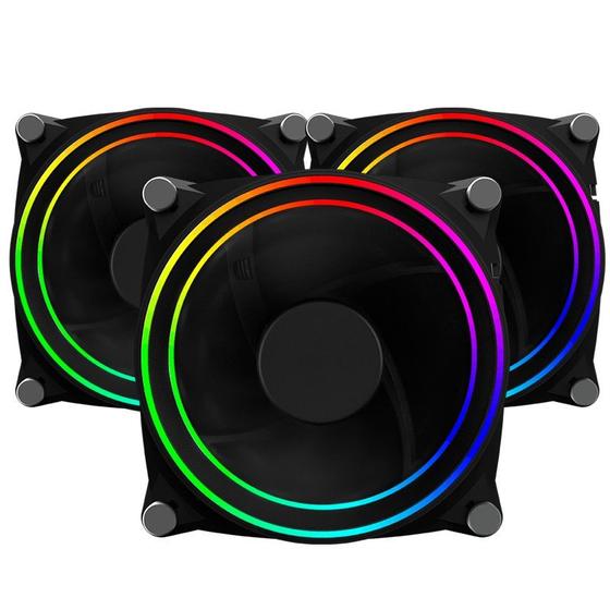Kit 3 Fan Cooler Argb Gmx Big Bowl Dbb Menor preço em Kit 3 Fan Cooler Argb Gmx Big Bowl Dbb